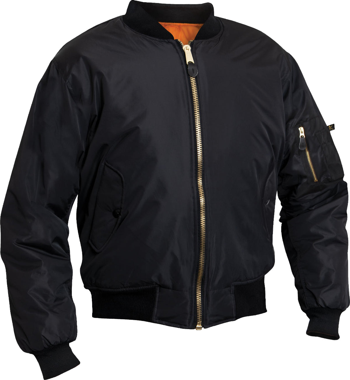 Black - Air Force MA-1 Flight Jacket, Enhanced Nylon Bomber US Military Style Reversible Coat
