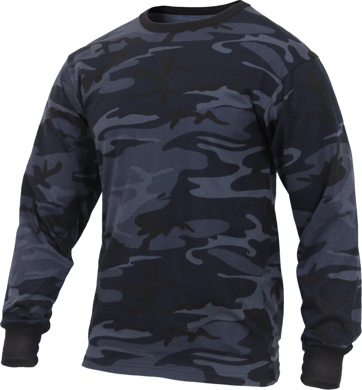 Midnight Blue Camo - Tactical Long Sleeve T-Shirt, Poly/Cotton