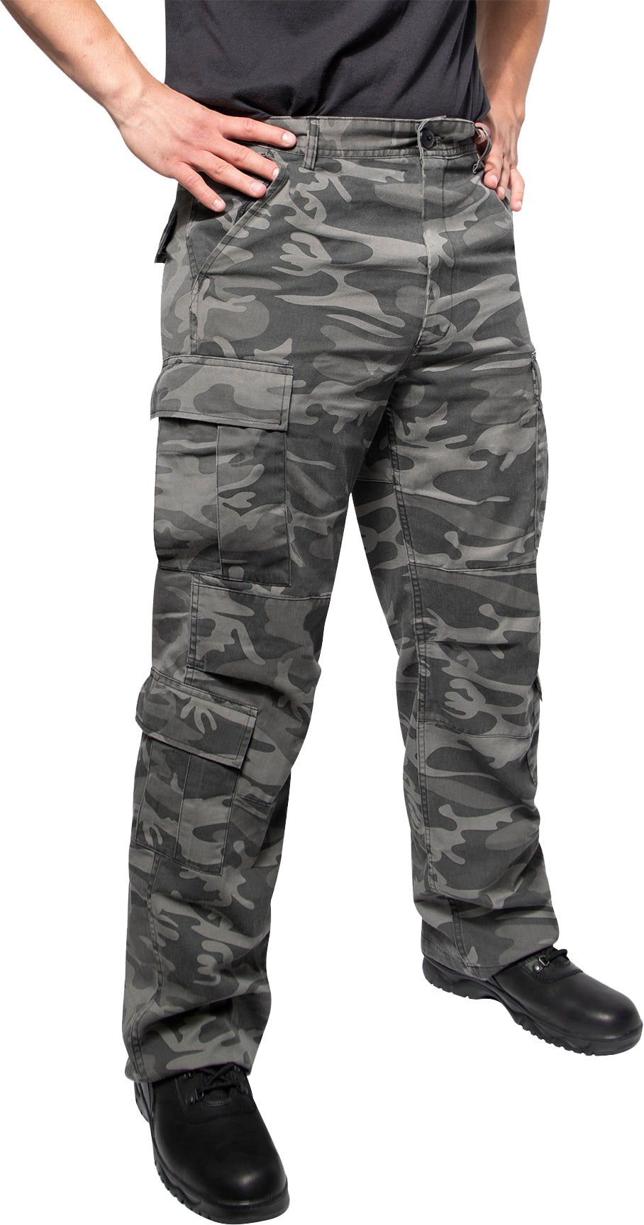 Black Camo Vintage Camo Paratrooper Fatigue Pants