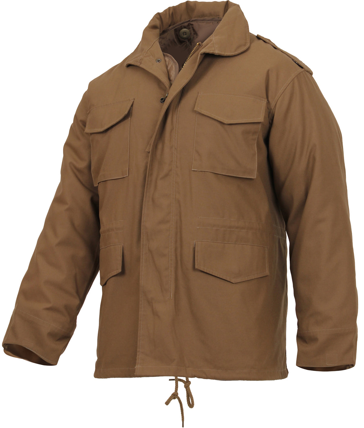 Coyote Brown - Tactical M-65 Field Jacket Army Coat M65 - Poly/Cotton Twill - with Removeable Liner