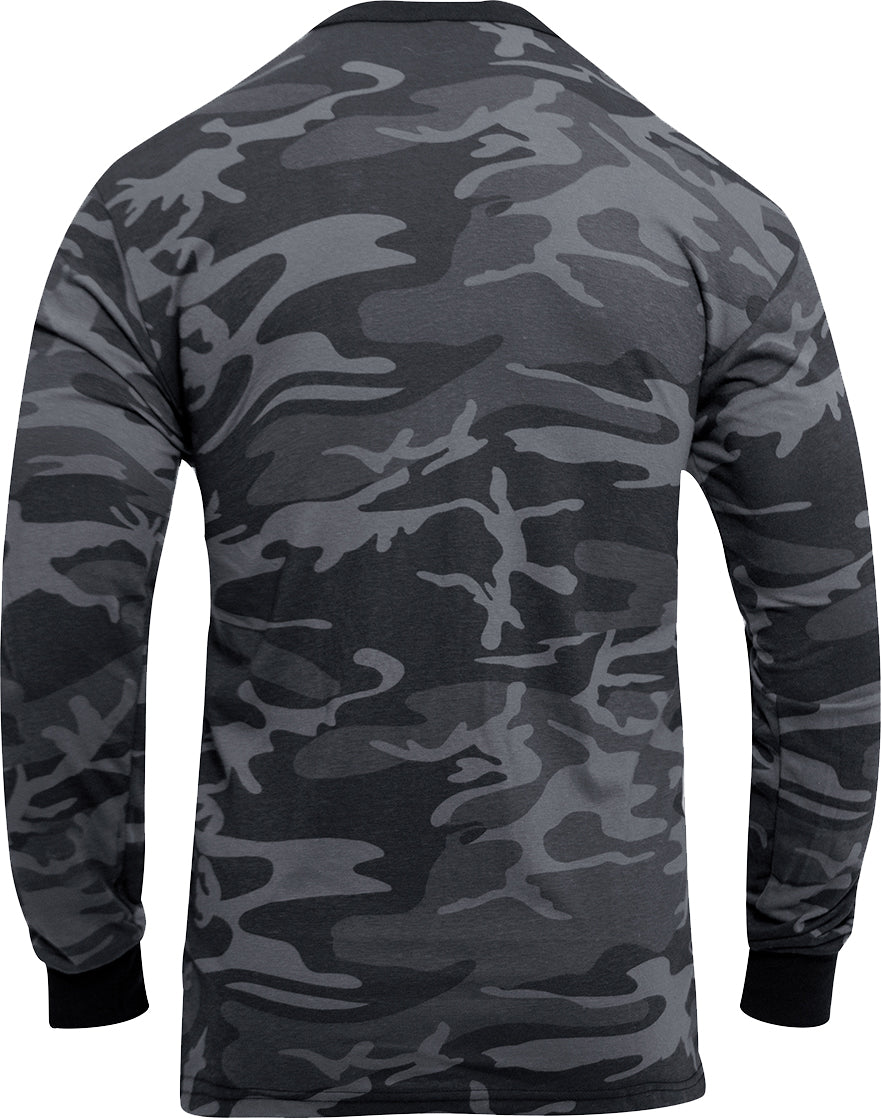 Black Camo - Tactical Long Sleeve T-Shirt, Poly/Cotton
