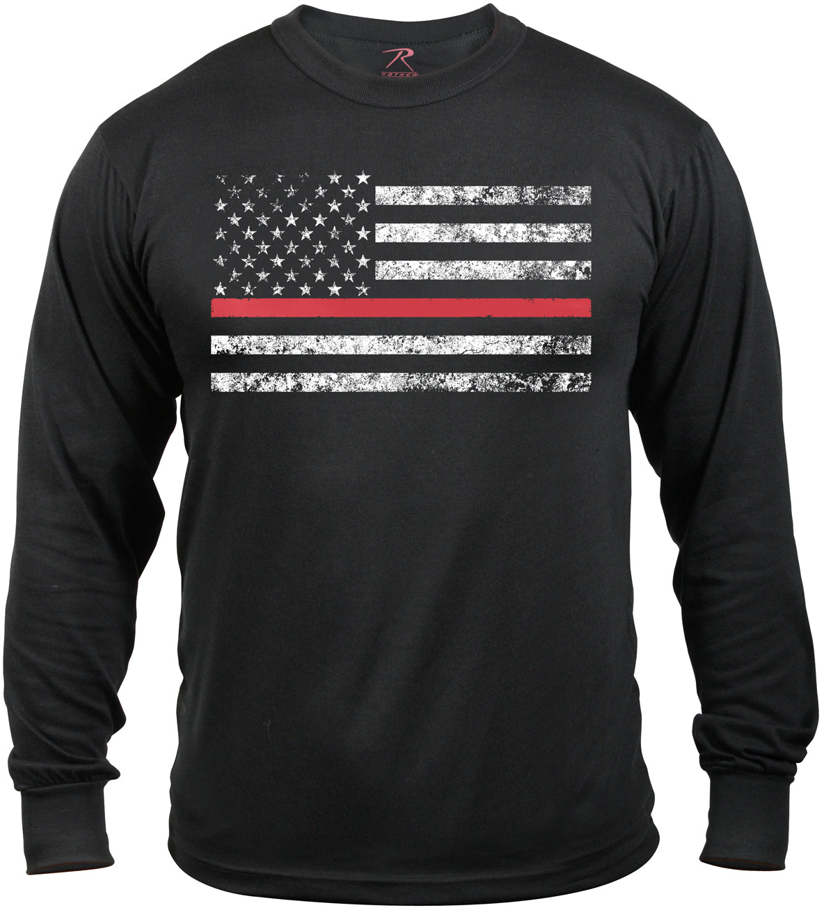 Black Thin Red Line Long Sleeve T-shirt