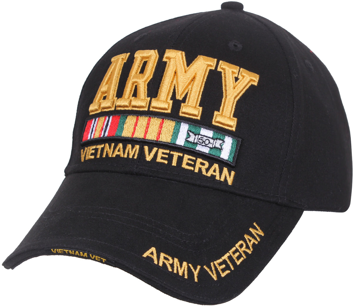 Black - Deluxe ARMY VIETNAM VETERAN Baseball Cap - Brushed Cotton - Adjustable