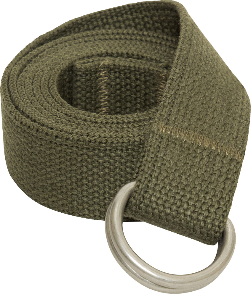 Olive Drab Military D-Ring Expedition Belt - Cotton Tactical Web Belt (1.25")