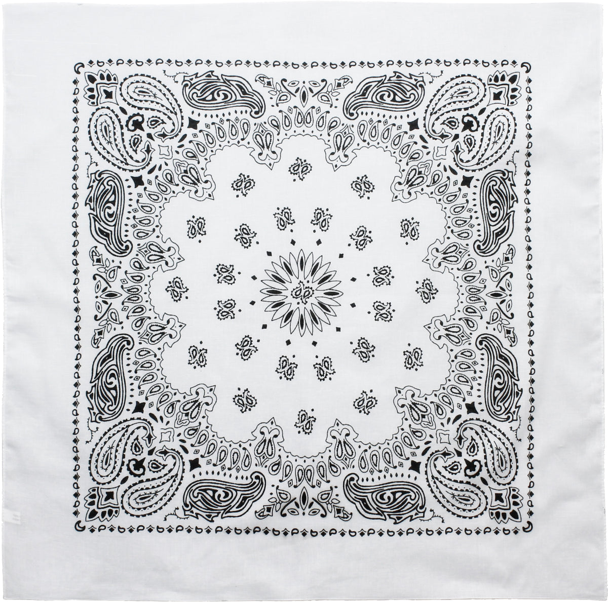 White - Jumbo Trainmen Paisley Bandana, 100% Cotton, 27" x 27"