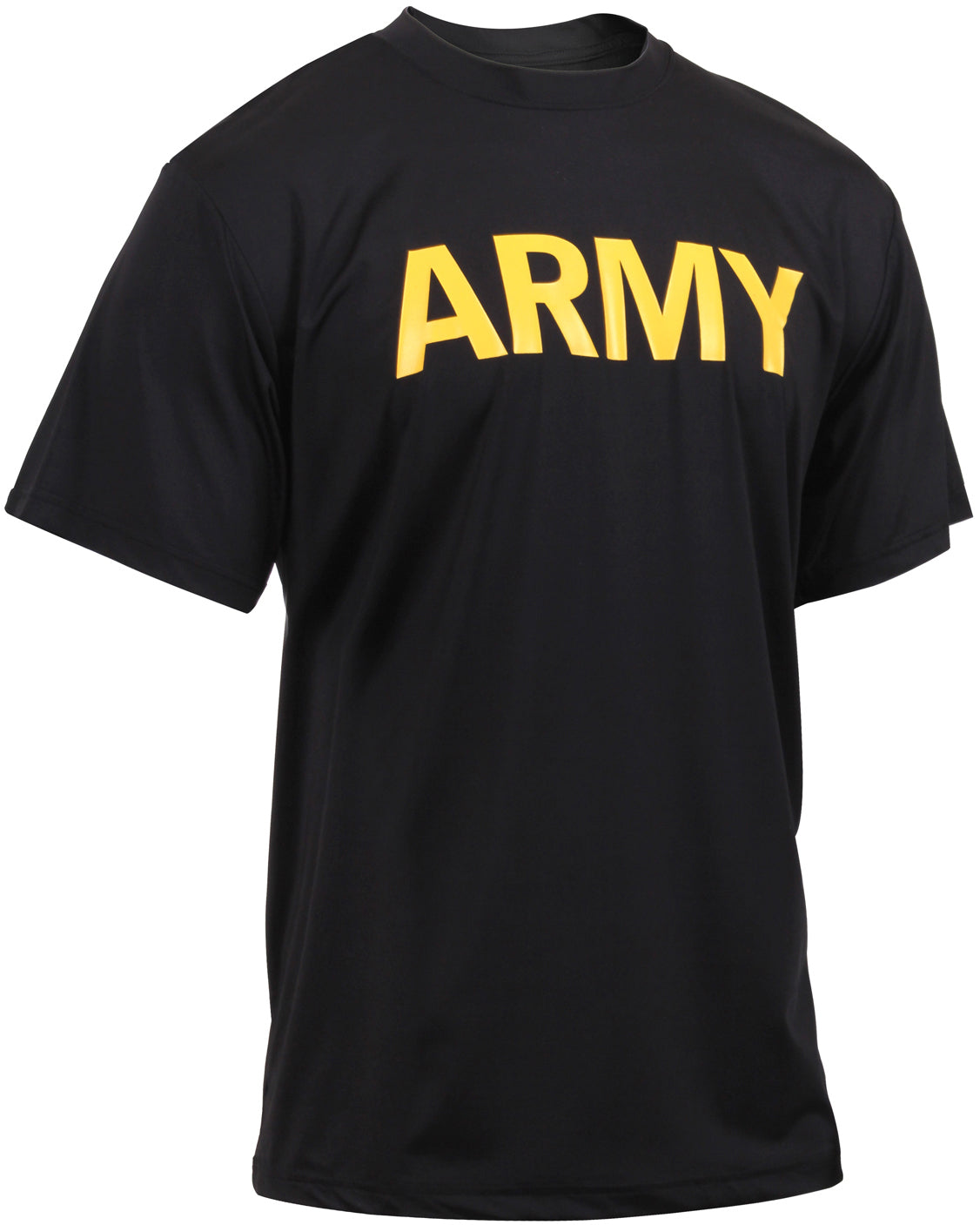 Black Army Physical Training T-Shirt - APFU PT Moisture-Wicking Nylon/Spandex PT Performance Shirt