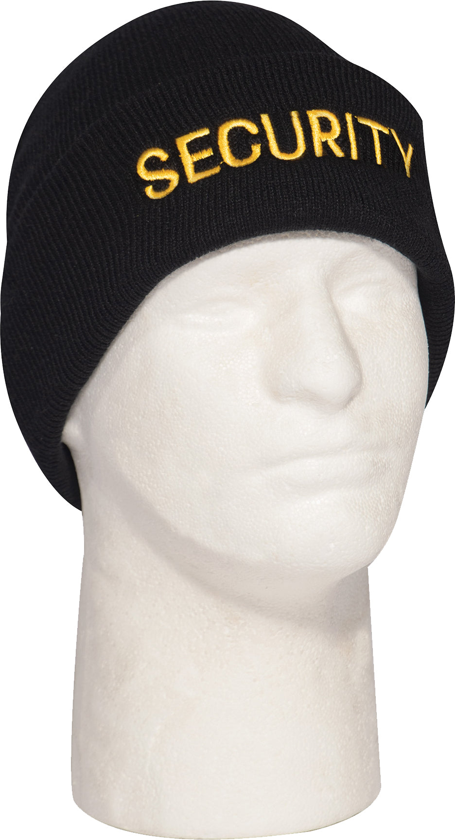 Black - SECURITY Watch Cap, Gold Embroidery Winter Beanie for Law Enforcement Officers, Acrylic