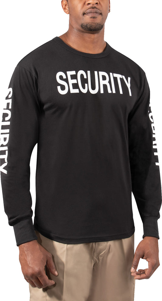 Black - SECURITY Long Sleeve T-Shirt, All Over Print, Poly/Cotton