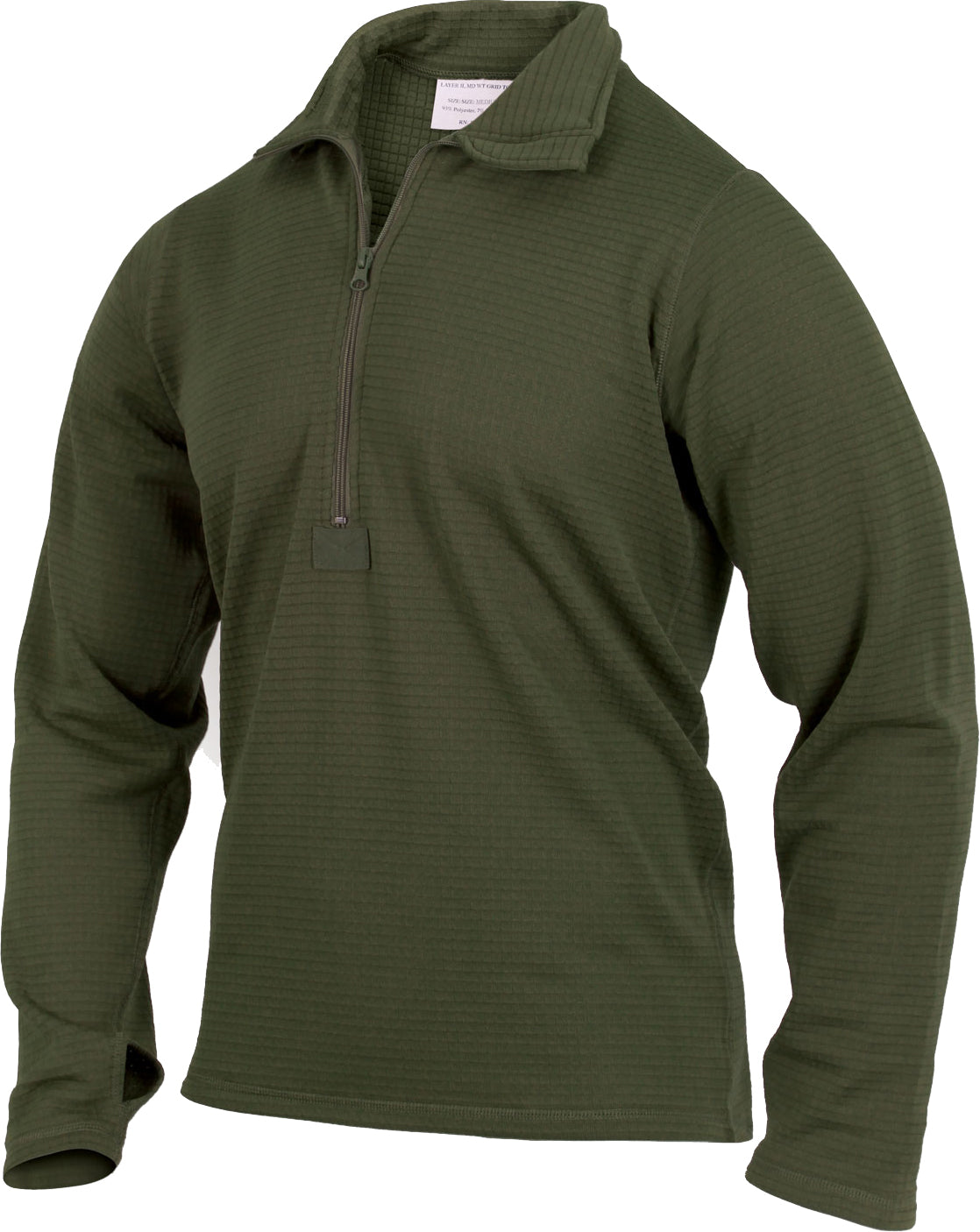 Olive Drab - ECWCS Gen III Level II Grid Fleece Quarter Zip Thermal Shirt Mid-Weight Top