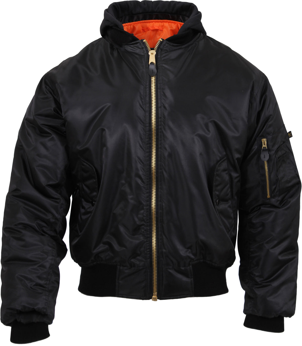 Black - Air Force MA-1 Flight Jacket Bomber US Military Style Reversible Coat with Hood