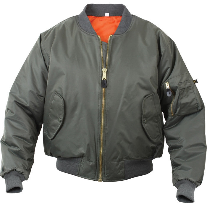 Sage Green - Air Force MA-1 Flight Jacket Bomber US Military Style Reversible Coat