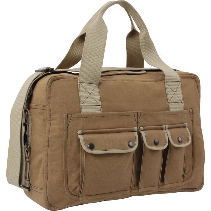 Mocha Brown Khaki - Vintage Two Tone Canvas Shoulder Tool Bag