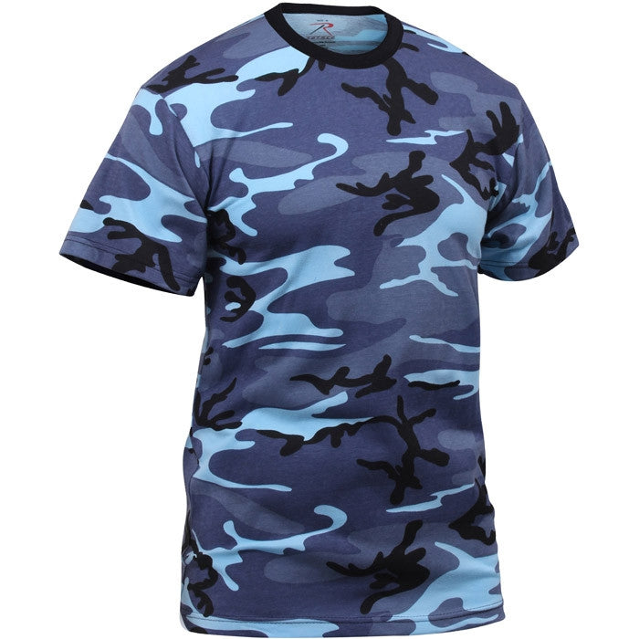 Sky Blue Camo - Tactical Short Sleeve T-Shirt, Poly/Cotton