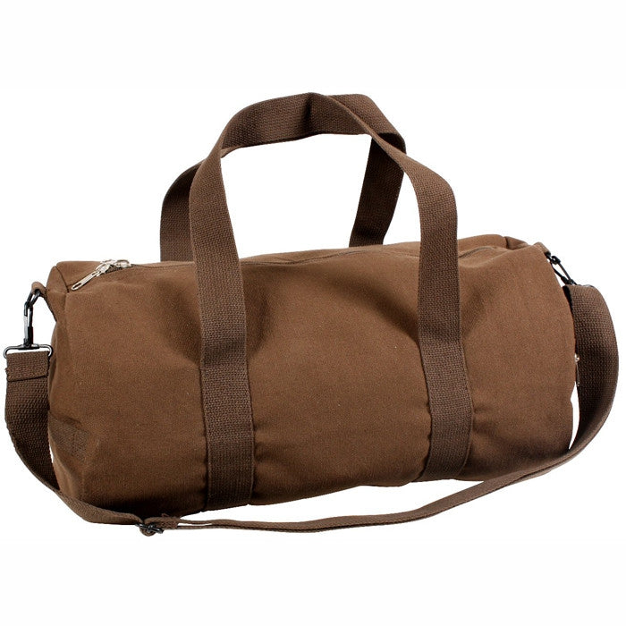 Brown - Heavyweight Cotton Canvas Duffle Bag Sports Gym Shoulder & Carry Bag 19"x9"x9"