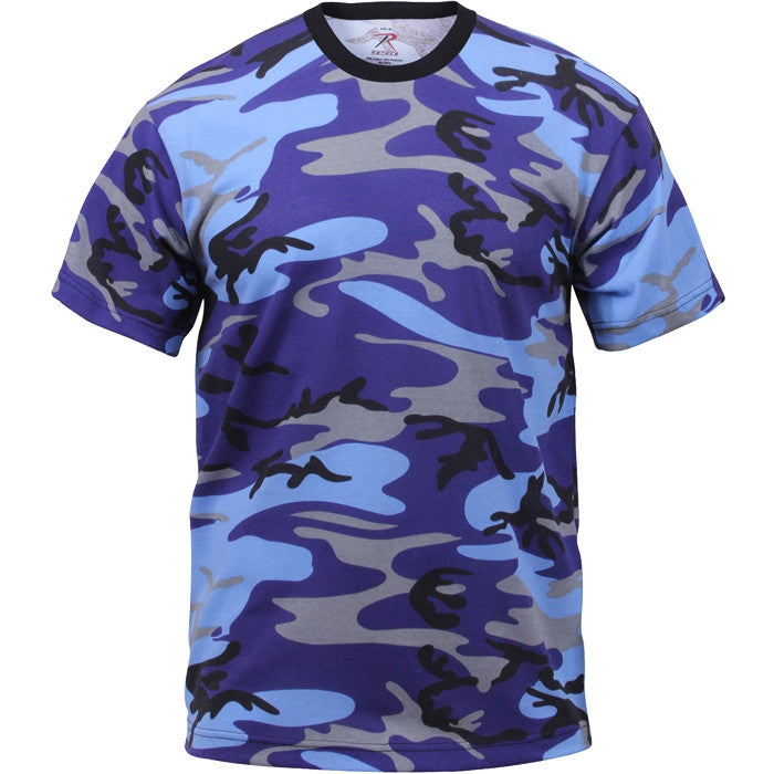 Electric Blue Camo - Tactical Short Sleeve T-Shirt, Poly/Cotton