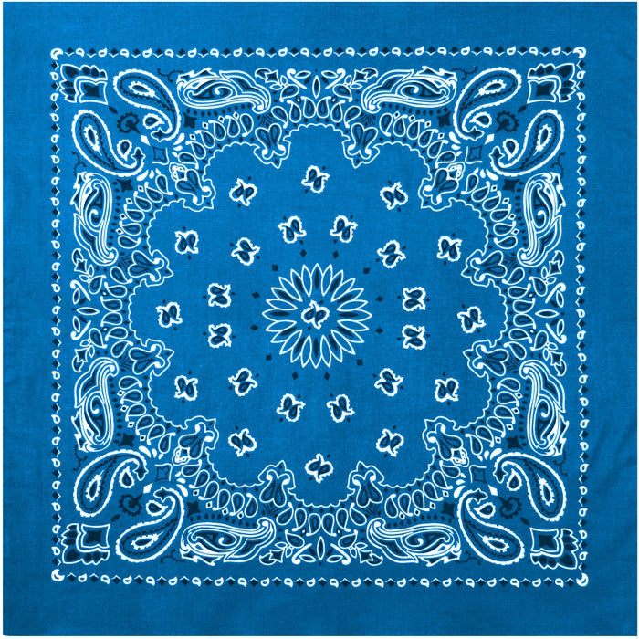 Royal Blue - Jumbo Trainmen Paisley Bandana, 100% Cotton, 27" x 27"
