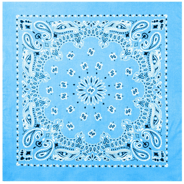 Light Blue - Jumbo Trainmen Paisley Bandana, 100% Cotton, 27" x 27"