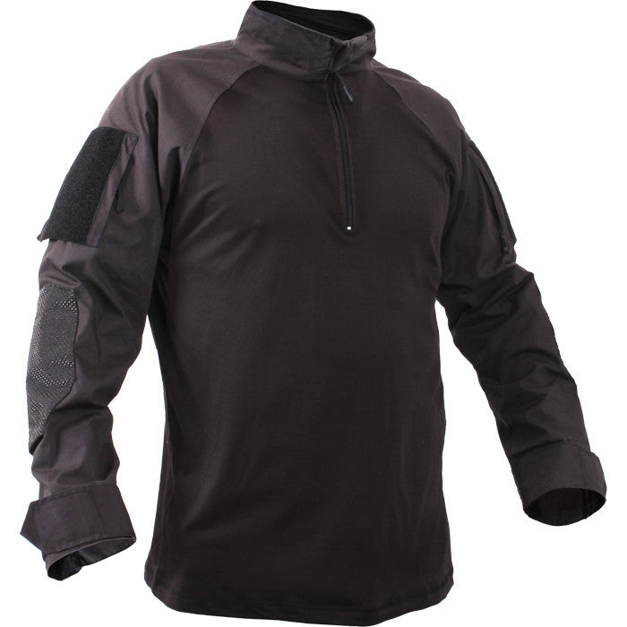 Black - Military Tactical Lightweight 1 4 Zip Flame Resistant Combat Shirt