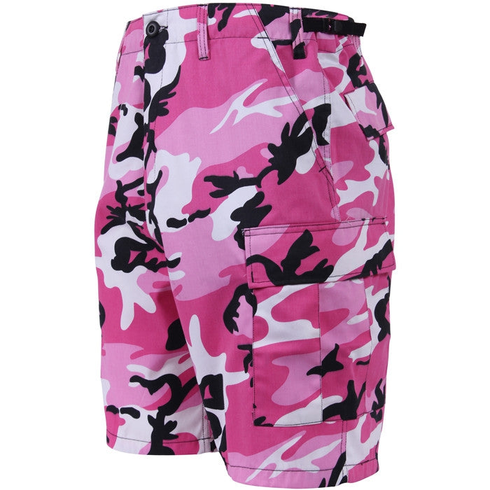 Pink Camouflage - Tactical Cargo BDU Shorts - Polyester Cotton Twill - Button Fly