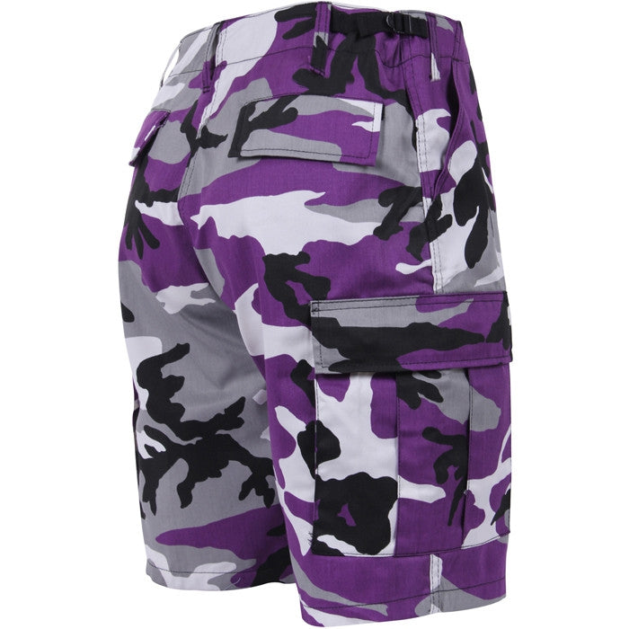 Ultra Violet Camouflage - Tactical Cargo BDU Shorts - Polyester Cotton Twill - Button Fly