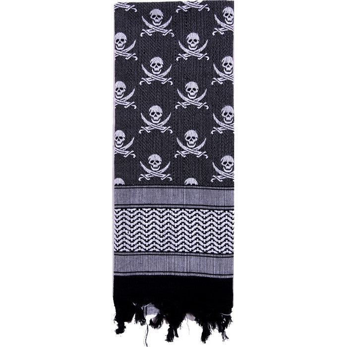 Black & White - Skulls & Bones Tactical Shemagh HW Cotton Desert Scarf