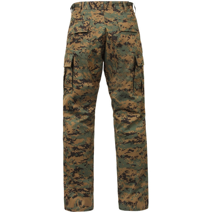 Woodland Digital Camouflage - Tactical BDU Pants Cargo Fatigues - Poly/Cotton Twill - Button Fly