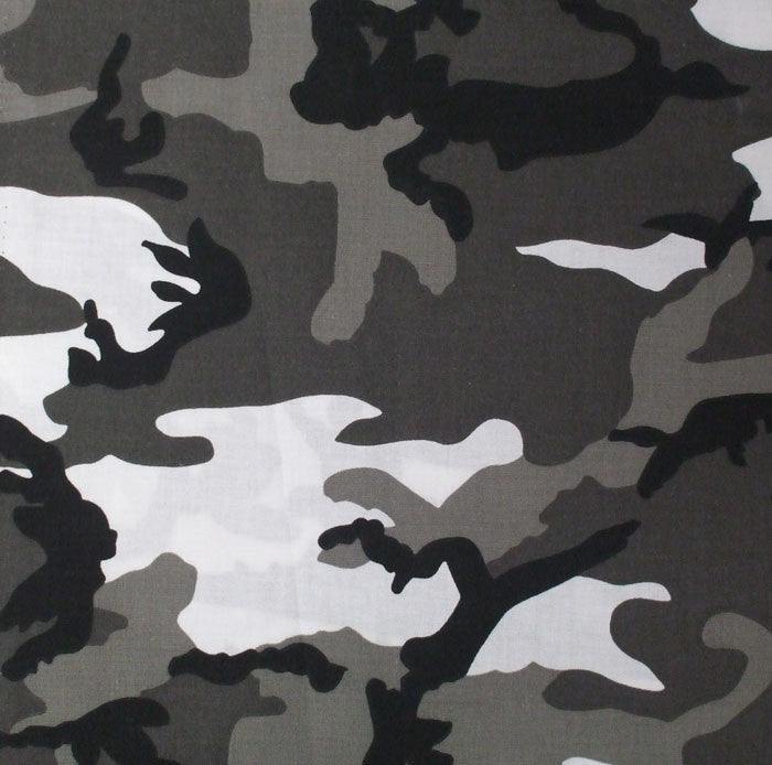 City Camouflage - Jumbo Tactical Bandana, 100% Cotton, 27" x 27"