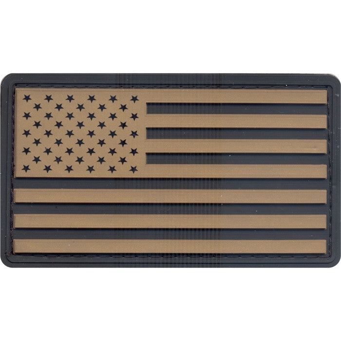 Khaki Black - PVC US Flag Patch with Hook Back