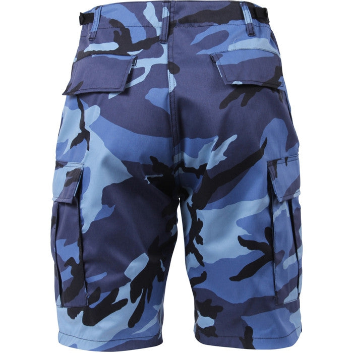 Sky Blue Camouflage - Tactical Cargo BDU Shorts - Polyester Cotton Twill - Button Fly