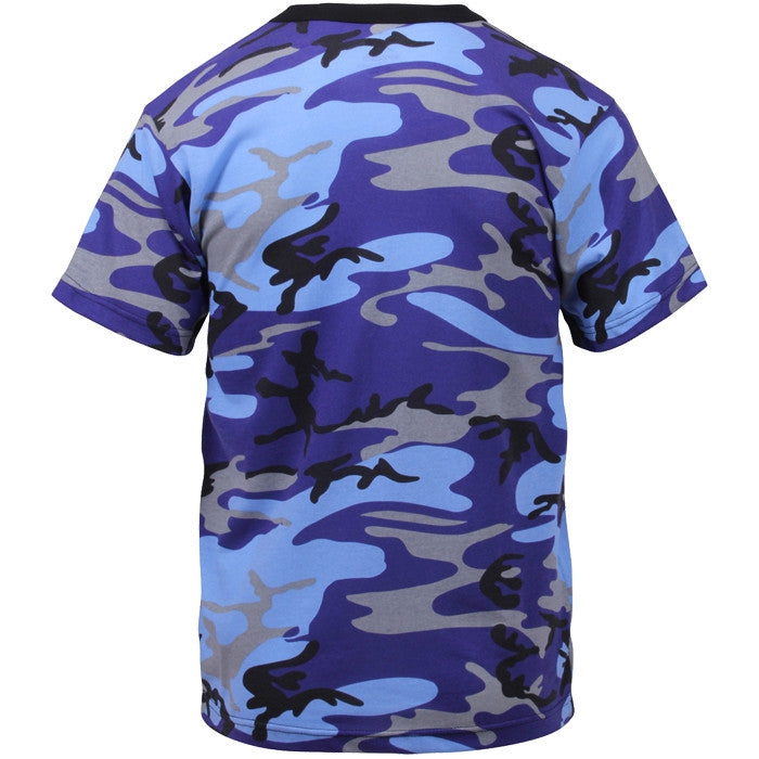 Electric Blue Camo - Tactical Short Sleeve T-Shirt, Poly/Cotton