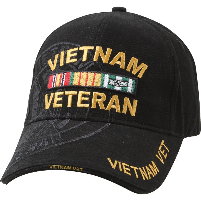 Black - Deluxe VIETNAM VETERAN Baseball Cap with Shadow Logo - Cotton - Adjustable
