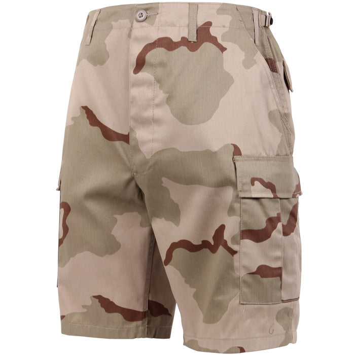 Tri-Color Desert Camouflage - Tactical Cargo BDU Shorts - Polyester Cotton Twill - Button Fly