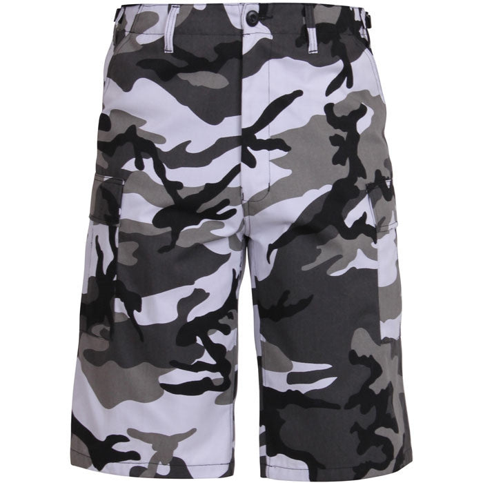 City Camo - Tactical Cargo Extra Long BDU Shorts - Polyester Cotton Twill - Zipper Fly