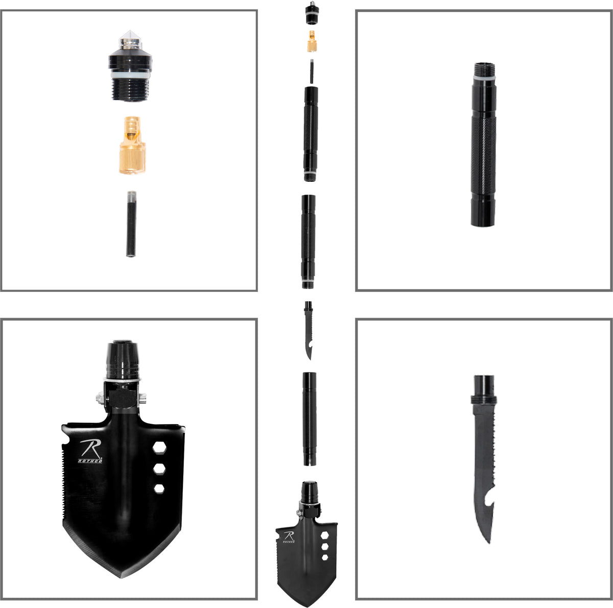 8-in-1 Multi Tool Survival Shovel Portable Camping Entrenching Tool Stainless Steel