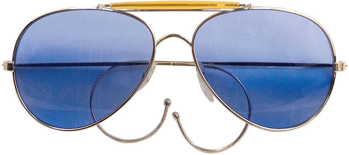 Blue Lenses - US Air Force Style Aviator Sunglasses with Case