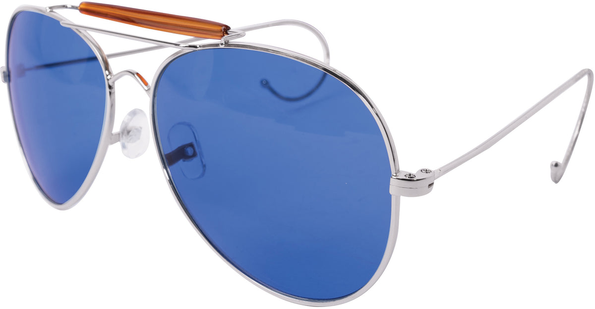Blue Lenses - US Air Force Style Aviator Sunglasses with Case