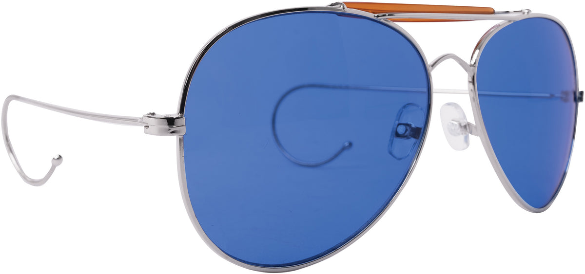 Blue Lenses - US Air Force Style Aviator Sunglasses with Case