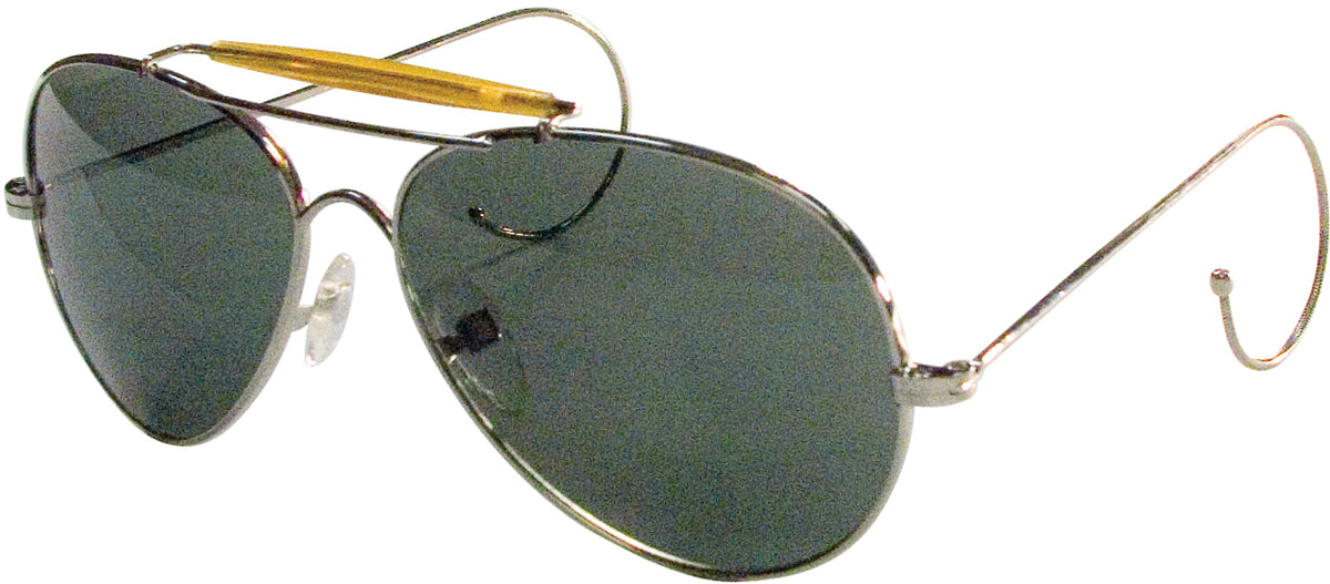 Green Lenses - US Air Force Style Aviator Suglasses with Case