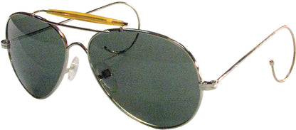 Green Lenses - US Air Force Style Aviator Suglasses with Case