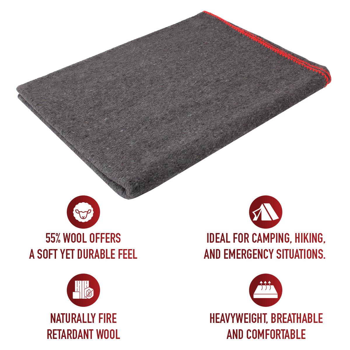 Grey - Warm Rescue Blanket 60 in. x 80 in. - Wool