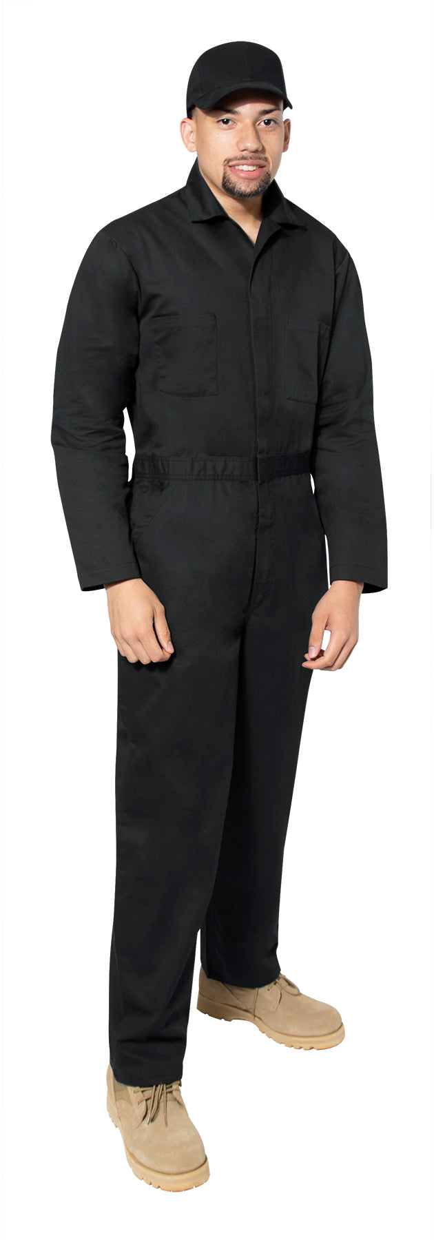 Black - Workwear Coveralls Contractor Mechanics Work Full Body Suit