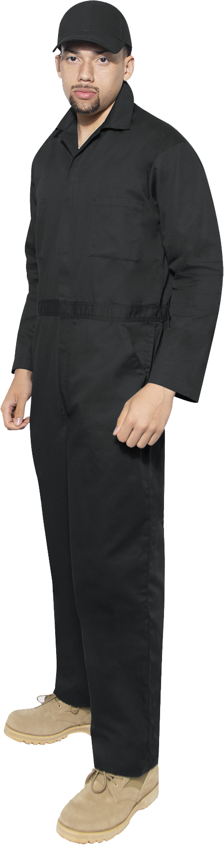 Black - Workwear Coveralls Contractor Mechanics Work Full Body Suit