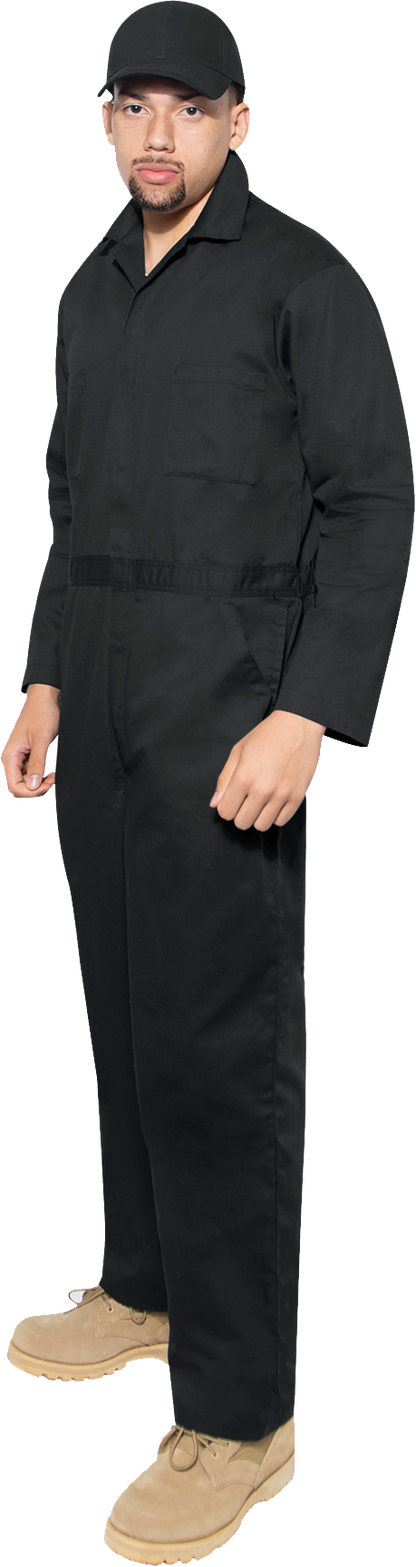 Black - Workwear Coveralls Contractor Mechanics Work Full Body Suit