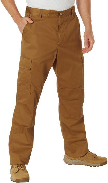 Work Brown - Tactical BDU Pants Cargo Fatigues - Poly/Cotton Twill - Button Fly