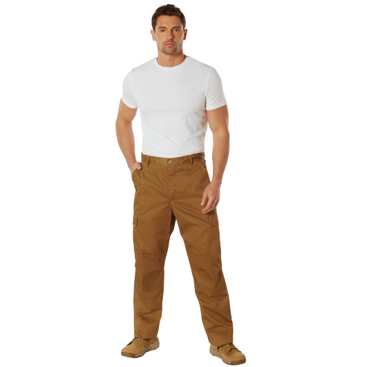 Work Brown - Tactical BDU Pants Cargo Fatigues - Poly/Cotton Twill - Button Fly