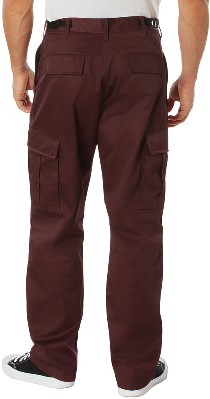Maroon - Tactical BDU Pants Cargo Fatigues - Poly/Cotton Twill - Button Fly