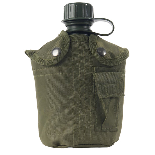 Olive Drab - Military GI Style 1 Quart Plastic Canteen with Cover