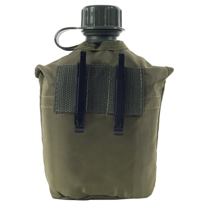 Olive Drab - Military GI Style 1 Quart Plastic Canteen with Cover