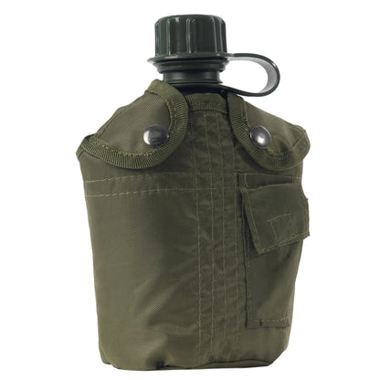 Olive Drab - Military GI Style 1 Quart Plastic Canteen with Cover