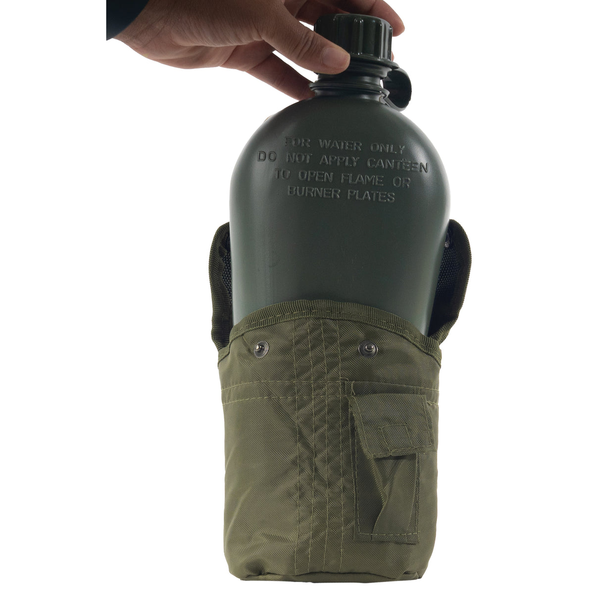 Olive Drab - Military GI Style 1 Quart Plastic Canteen with Cover